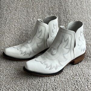 White Western Ankle Boots